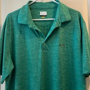Greg Norman Green leaf pattern Golf Polo Shirt embroidered logo short sleeve XL